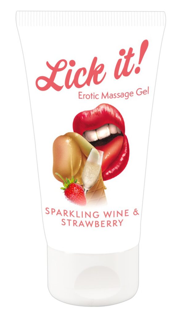Lubrifiant et Gel de Massage Végétalien Goût Fraise & Vin Pétillant 50ml