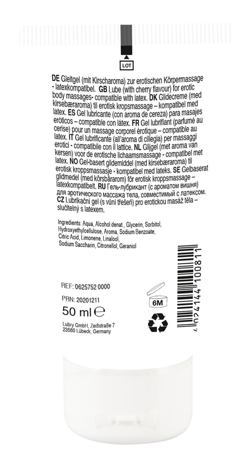 Lubrifiant et Gel de Massage Végétalien Goût Cerise 50ml – vue 3