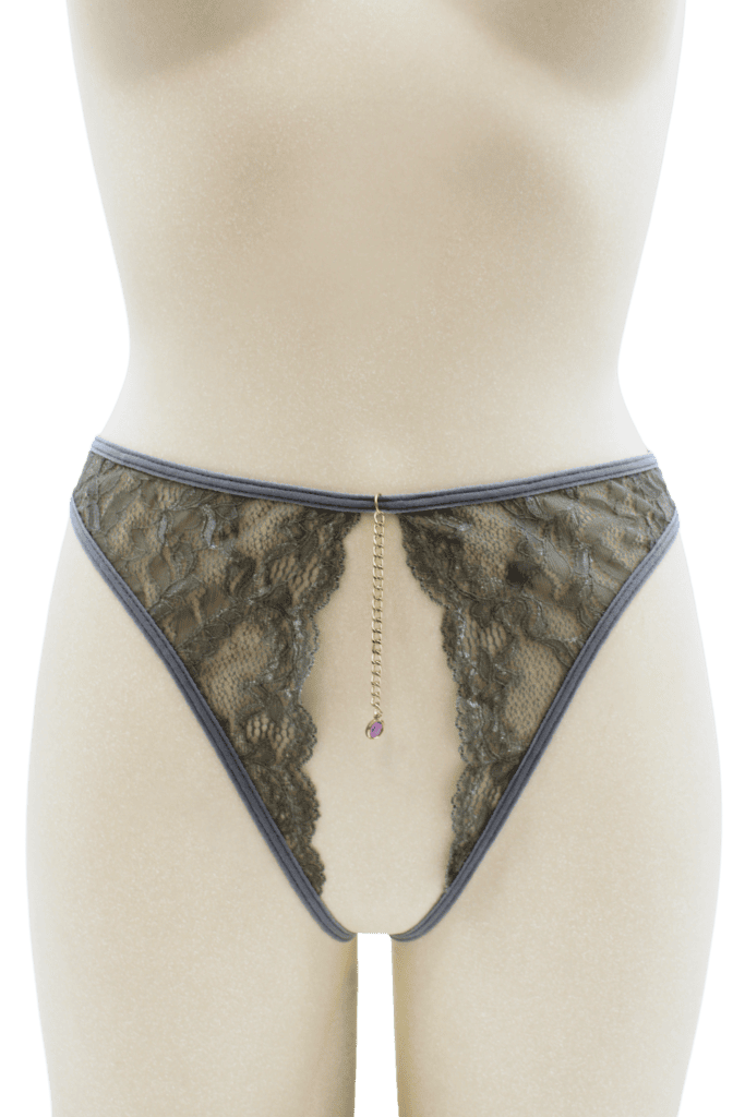 String Gris Avec Bijou & Chaîne Dorée