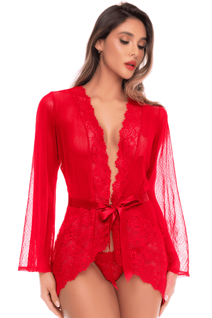 Lingerie – Mapalé Rouge Transparent Résille Plumetis Dentelle